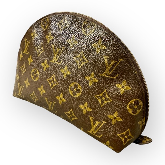 LOUIS VUITTON Authentic Monogram Trousse Demi Ronde Cosmetic Clutch Bag, Vintage - Picture 4 of 11